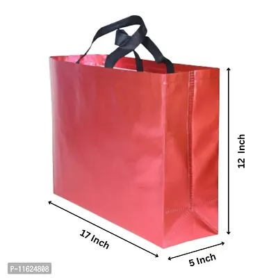 Red Gift Bags Laminated Carry Bags, Tote Bags for Wedding, Birthday, Anniversary N-thumb2