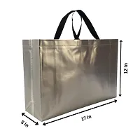 Silver Gift Bags Laminated Carry Bags, Tote Bags for Wedding, Birthday, Anniversary N-thumb1