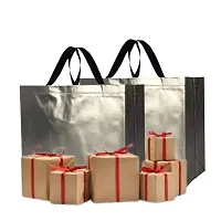 Silver Gift Bags Laminated Carry Bags, Tote Bags for Wedding, Birthday, Anniversary N-thumb4