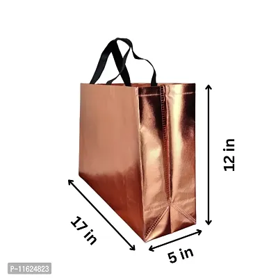 Rose Gold Gift Bags Laminated Carry Bags, Tote Bags for Wedding, Birthday, Anniversary N-thumb2