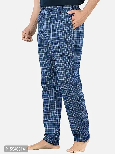 Stylish Navy Blue Super Combed Cotton Premium Checked Pajama For Men-thumb3