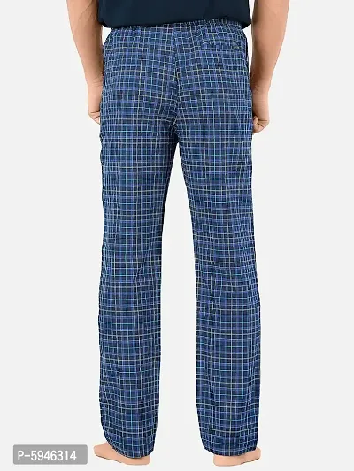 Stylish Navy Blue Super Combed Cotton Premium Checked Pajama For Men-thumb2