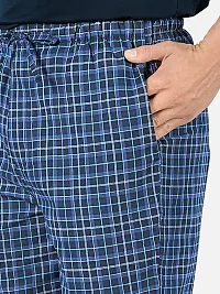 Stylish Navy Blue Super Combed Cotton Premium Checked Pajama For Men-thumb4