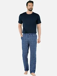 Stylish Navy Blue Super Combed Cotton Premium Checked Pajama For Men-thumb3