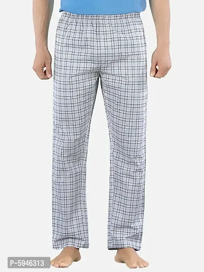 Stylish Grey Super Combed Cotton Premium Checked Pajama For Men-thumb0