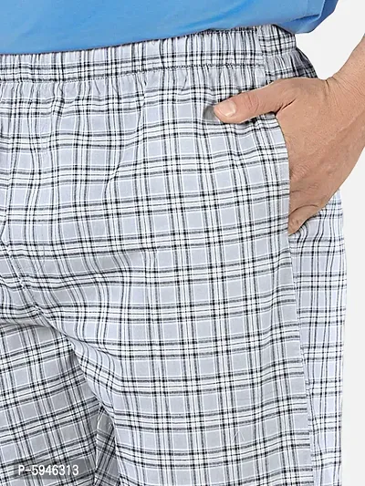 Stylish Grey Super Combed Cotton Premium Checked Pajama For Men-thumb5