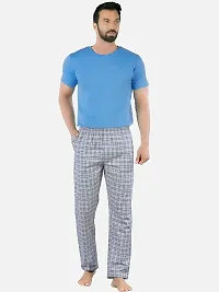 Stylish Grey Super Combed Cotton Premium Checked Pajama For Men-thumb3