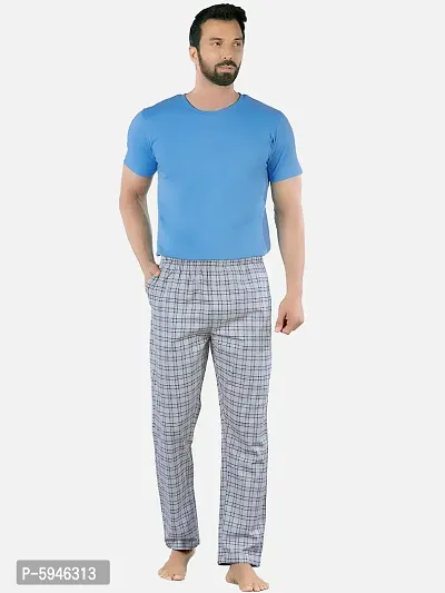 Stylish Grey Super Combed Cotton Premium Checked Pajama For Men-thumb4