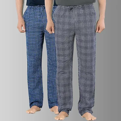 Stylish Super Combed Cotton Premium Checked Pajama for Men (Pack of 2)