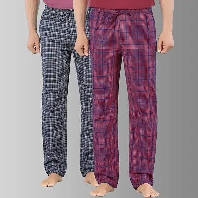 Stylish Super Combed Cotton Premium Checked Pajama for Men (Pack of 2)