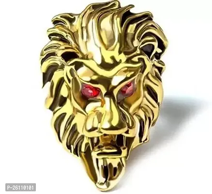 Funky Gold Coloured Lion Design Rings For Men