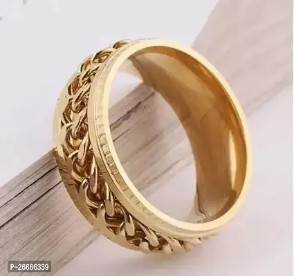 Golden Elegance in Motion: The Radiant Dance of a Gold Ring on a Rotating Chain FOR men-thumb0