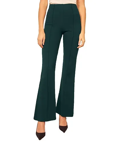 SAAKAA Women's Green Slim Fit Casual Trousers