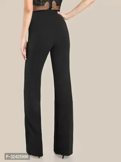 Elegant Black Polyester Spandex Solid Trousers For Women-thumb2