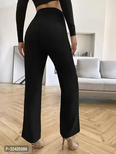 Elegant Black Polyester Spandex Solid Trousers For Women-thumb2