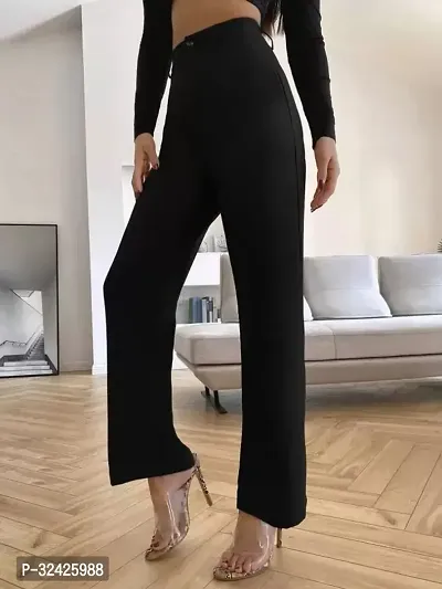 Elegant Black Polyester Spandex Solid Trousers For Women-thumb3