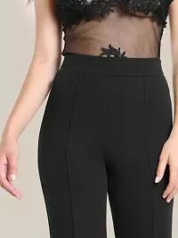 Elegant Black Polyester Spandex Solid Trousers For Women-thumb2