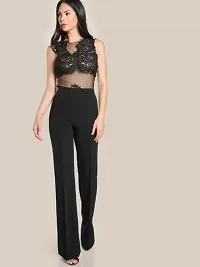 Elegant Black Polyester Spandex Solid Trousers For Women-thumb3