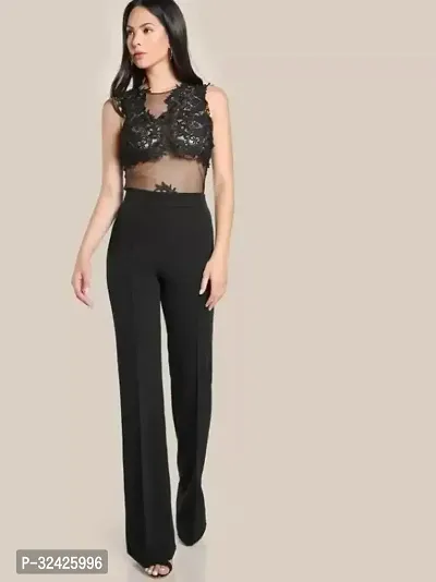 Elegant Black Polyester Spandex Solid Trousers For Women-thumb4