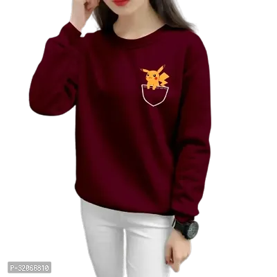 Elegant Maroon Cotton Printed Tshirt For Women-thumb0