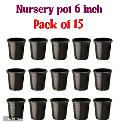 Nursery Pot 6inch High Strength Nursery Pot for Flowers and Plants, Garden Plant Container Set (Pack of 15, Plastic-thumb0