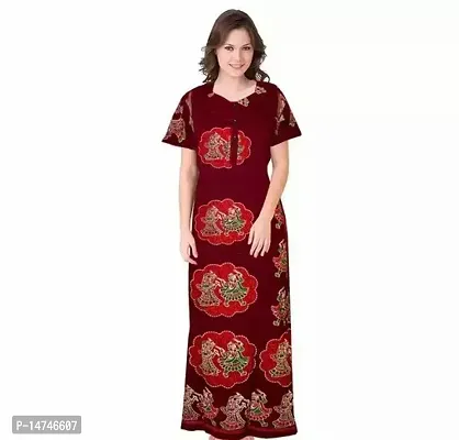 Stylish Cotton Printed Nighty For Women-thumb0