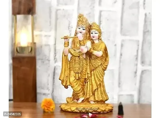 Radha Krishna ji Jugal Jodi Murti Poly Resin Marble Crush for Home Mandir Temple Showpiece Idol Statue Gifts Home Decor Temple Pooja Golden-thumb0