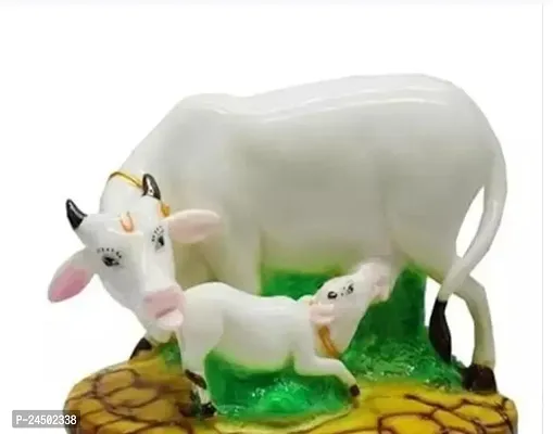 Kamadhenu Cow and Calf Multicolour Finish Idol Statue 8X12 Cms