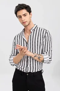 Stylish Regular Fit  Polyester Spandex  Long Sleeves Casual Shirt for Men-thumb1