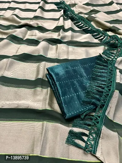 New Cocktail Patta Saree Woth Jacqiard Satin Blouse-thumb0