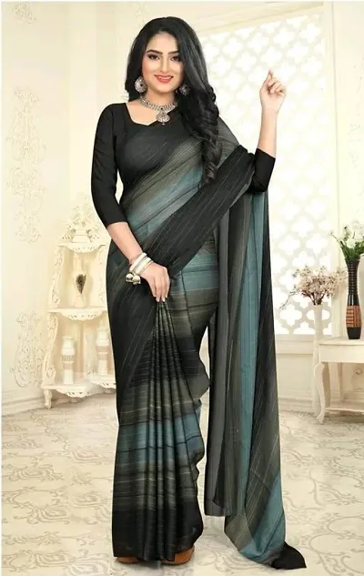 Women's Chiffon Printed Saree With Blouse Piece | Pure Chiffon Saree Length Size: 5.5 m, Blouse Length Size: 0.8 m