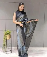 Mosh Pedding Saree With Black Satin Blouse-thumb2