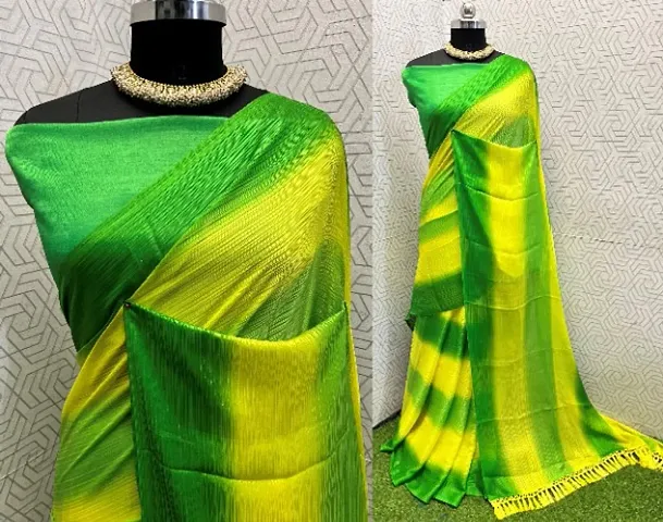 Womens Chiffon Striped Sarees with Blouse Piece