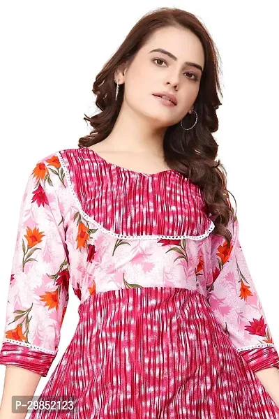 Stylish Pink Crepe Floral Print Anarkali Kurta For Women-thumb3