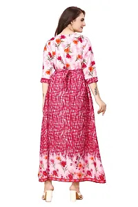 Stylish Pink Crepe Floral Print Anarkali Kurta For Women-thumb1