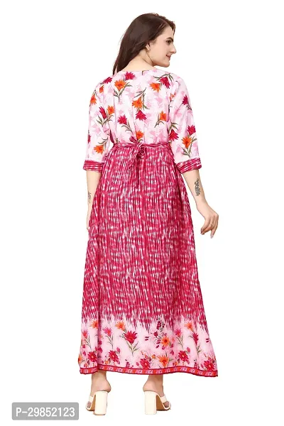 Stylish Pink Crepe Floral Print Anarkali Kurta For Women-thumb2