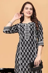 Stylish Black Cotton Cambric Stitched Kurta For Women-thumb2