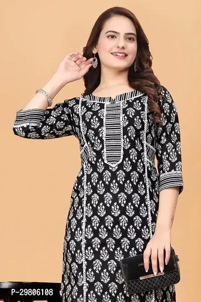 Stylish Black Cotton Cambric Stitched Kurta For Women-thumb3