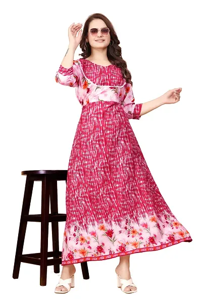 Stylish Crepe Floral Print Anarkali Kurta For Women