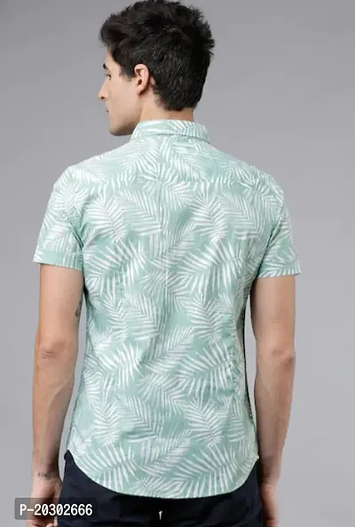 Stylish Rayon Pista Green Printed Short Sleeves Casual Shirt For Men-thumb2