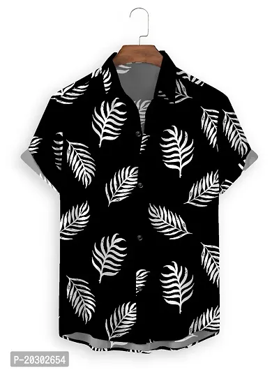 Stylish Rayon Black Printed Short Sleeves Casual Shirt For Men-thumb0