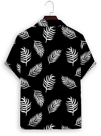 Stylish Rayon Black Printed Short Sleeves Casual Shirt For Men-thumb1