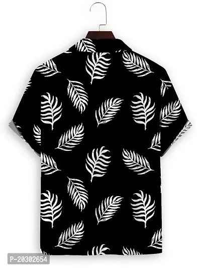 Stylish Rayon Black Printed Short Sleeves Casual Shirt For Men-thumb2