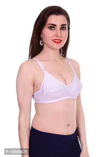AENIMOR Women's Non-Padded Cotton Breast-Feeding Bra (White, 30)-thumb5
