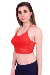 Women's Cotton  Spandex Non-Wired Sports, T Shirt, Short TOP Bra (Pack of 1) (Free Size, RED)-thumb2