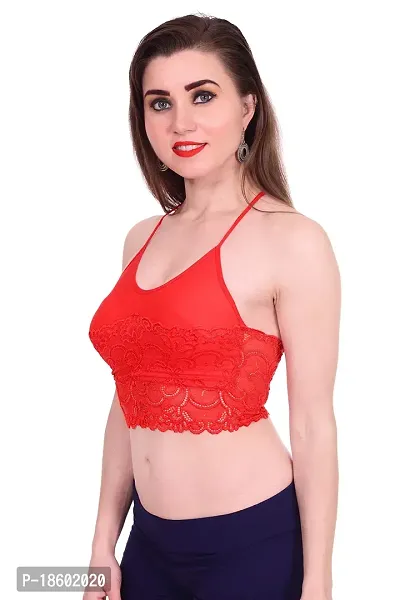 Women's Cotton  Spandex Non-Wired Sports, T Shirt, Short TOP Bra (Pack of 1) (Free Size, RED)-thumb3