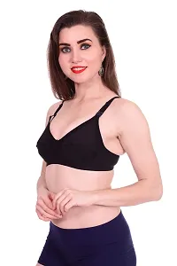 AENIMOR Women's Non-Padded Cotton Breast-Feeding Bra (Black, 32)-thumb3