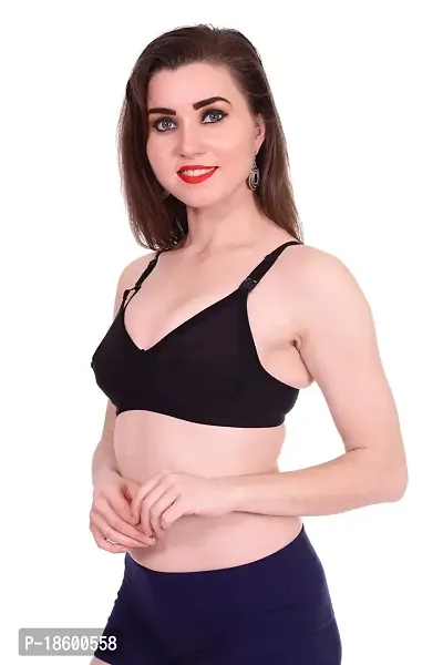 AENIMOR Women's Non-Padded Cotton Breast-Feeding Bra (Black, 32)-thumb4