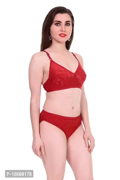 Buy Innocence Women's Lace Non padded Non Wired Bridal Bra-Red for Women  Online in India