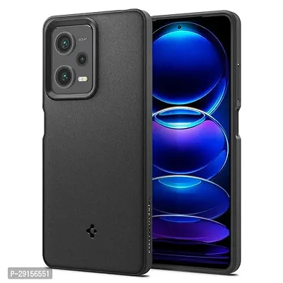 Spigen Essential Sand Blast Back Cover Case Compatible with Redmi Note 12 Pro (TPU | Matte Black)